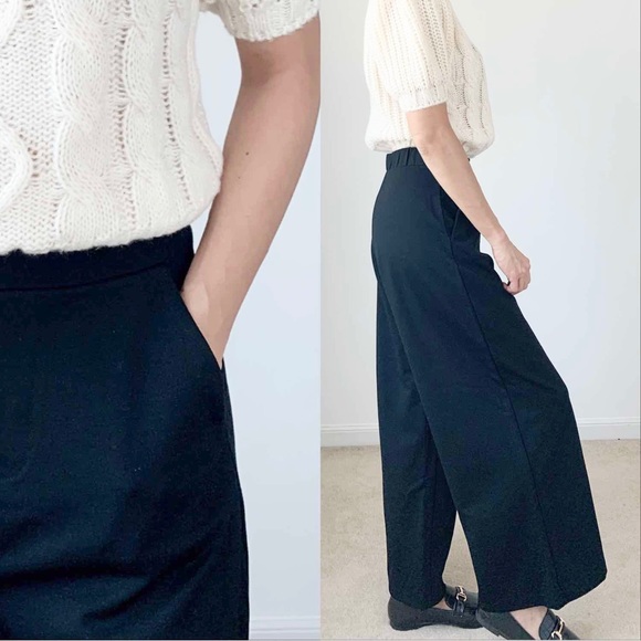 BANANA REPUBLIC HIGH WAIST WIDE LEG PANTS WITH POCKETS - BLACK - Picture 3 of 6